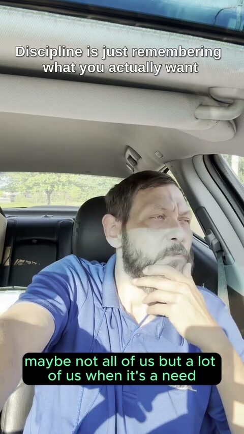 Brian Hupp talking to the camera in his car, from his YouTube short Discipline Is Just Remembering What You Actually Want